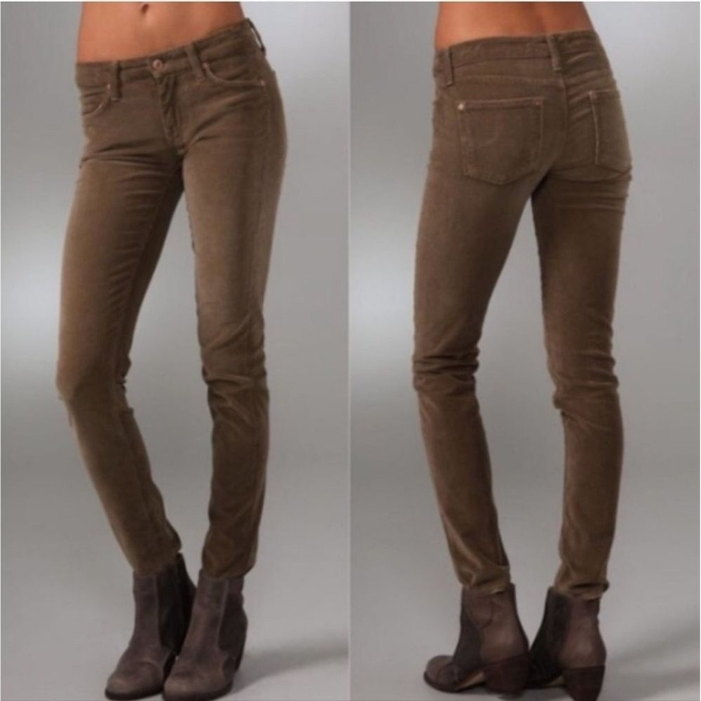 Vince Brown Corduroy Slim Straight Leg Pants Women's 10 Mid Rise Chocolate Brown